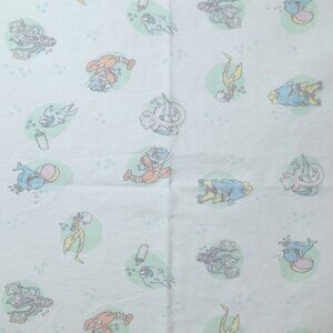 Vintage Sea Animals Baby Stork Swaddle Receiving Lovey Baby Blanket 30" X 41"